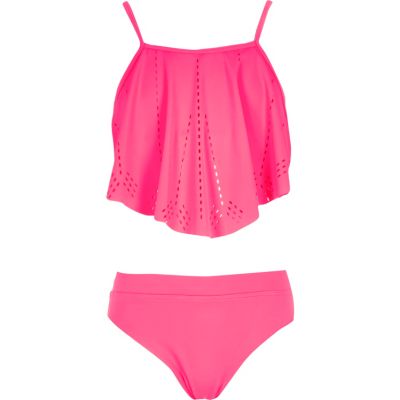 Girls pink frilly bikini
